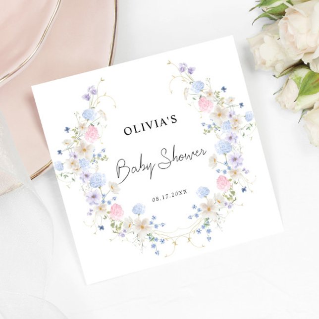 Rosa Lila Little WildblommGirl Baby Shower Pappersservett (Skapare uppladdad)