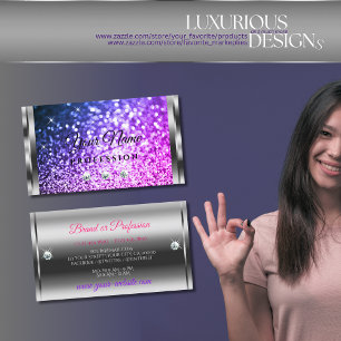 Rosa Lila Luminous Gnistra Jewels Glitter Visitkort