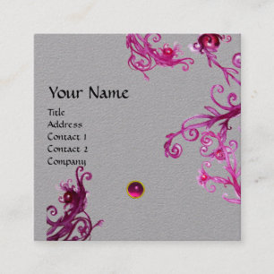 ROSA LILA MAGIC BERRIES GEMSTONE MONOGRAM Grått Fyrkantigt Visitkort