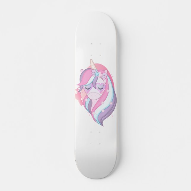 Rosa Lila Magic Unicorn Fantasy Mini Skateboard Bräda 18,5 Cm (Framsida)