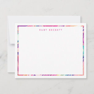 Rosa Lila Marbling Abstrakt Colorful II Anteckningskort