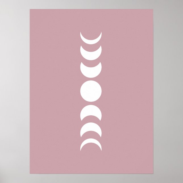 Rosa / Lila minimalist månefas väggkonsttryck Poster (Framsidan)