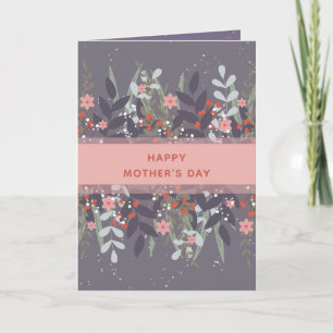 Rosa Lila Minimalistisk Blommig Band Mors Dag Kort