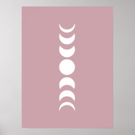 Rosa / Lila minimalistisk månfas väggkonsttryck Poster