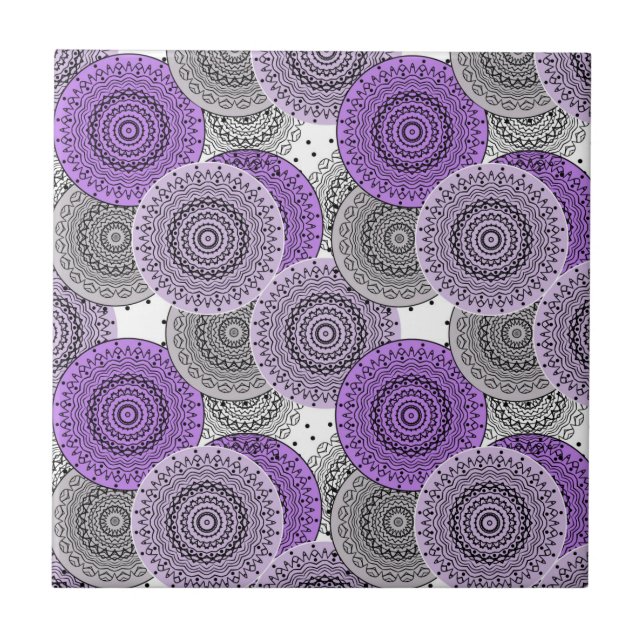 Rosa lila mönster arabic mandala oriental stil kakelplatta (Framsidan)