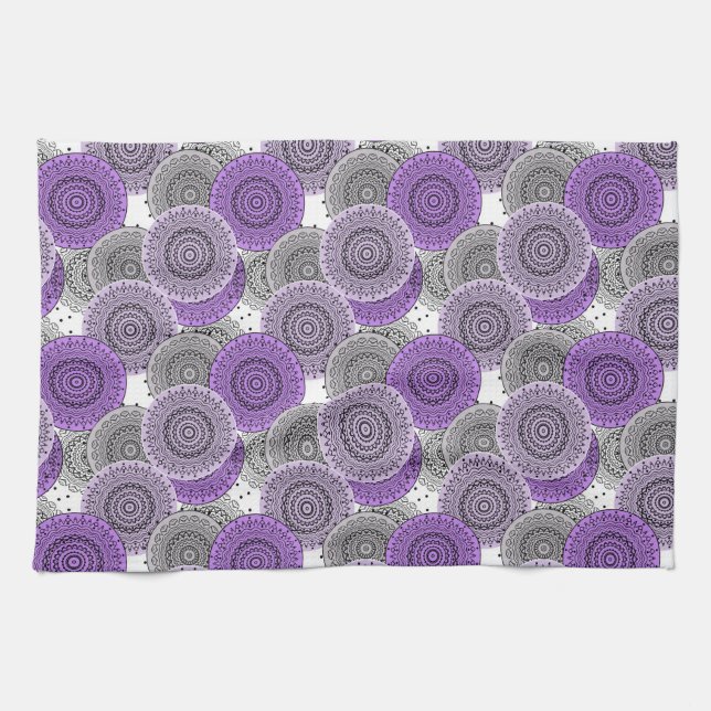 Rosa lila mönster arabic mandala oriental stil kökshandduk (Horisontell)