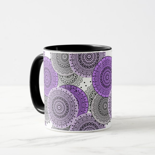 Rosa lila mönster arabic mandala oriental stil mugg (Framsida vänster)