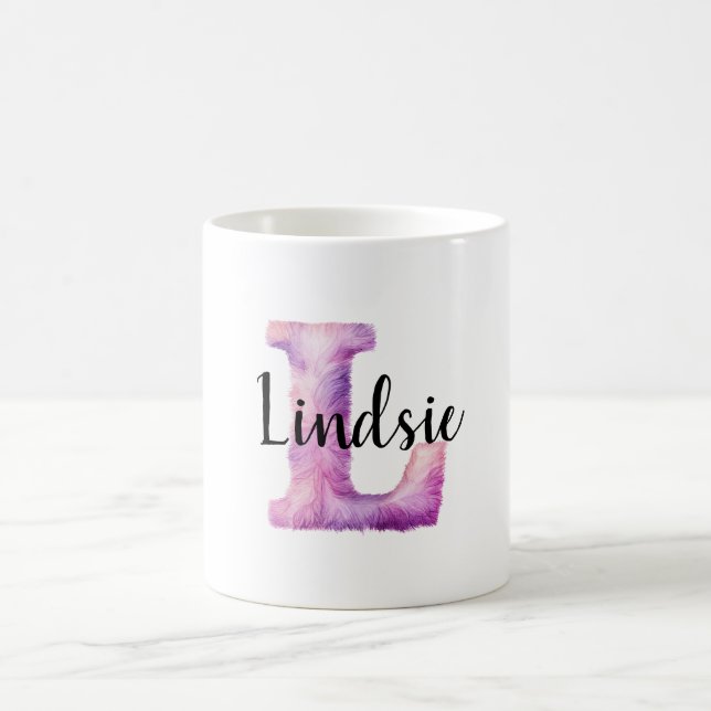 Rosa Lila Mysig Bokstav L Namn  Kaffemugg (Center)
