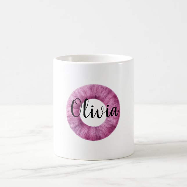 Rosa lila mysig bokstav O namn Kaffemugg (Center)