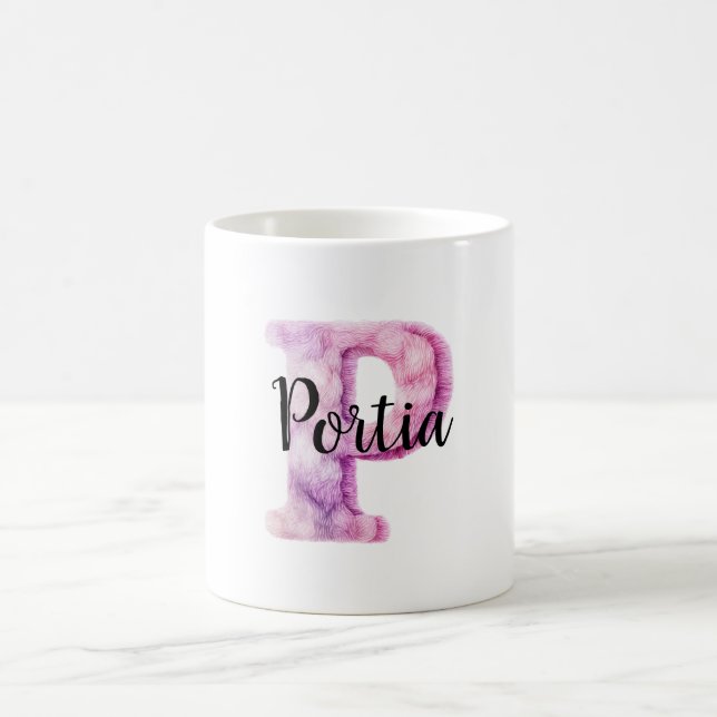 Rosa Lila Mysig Bokstav P Namn  Kaffemugg (Center)