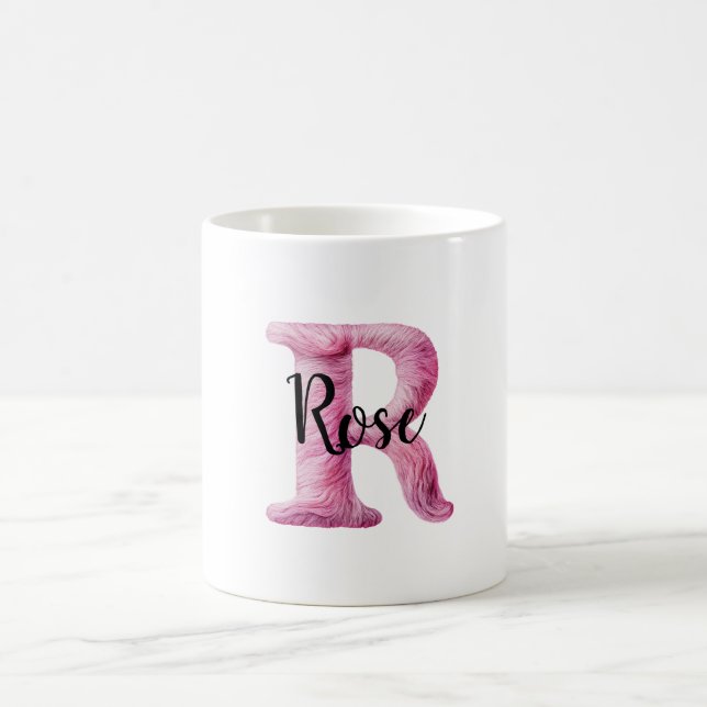 Rosa Lila Mysig Bokstav R Namn Kaffemugg (Center)