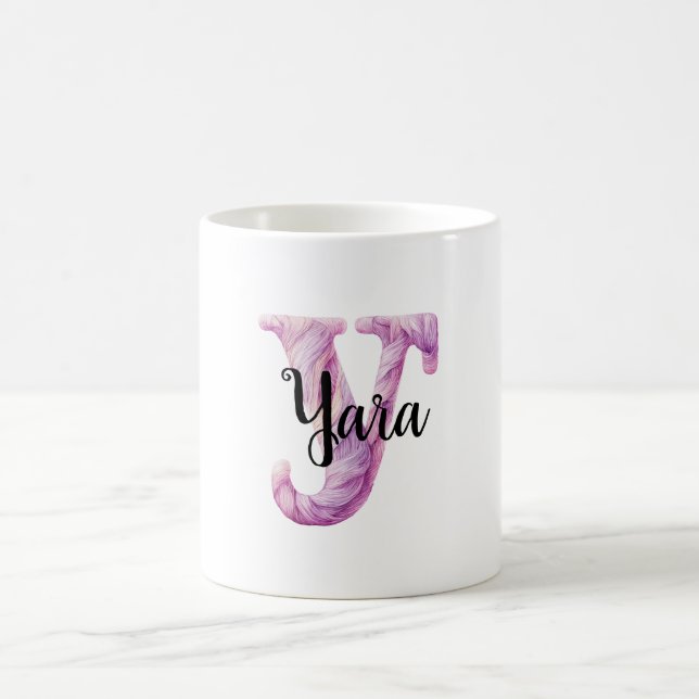 Rosa Lila Mysig Bokstav Y Namn  Kaffemugg (Center)