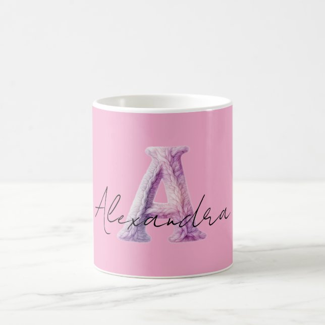 Rosa Lila Mysig Ett Namn Kaffemugg (Center)