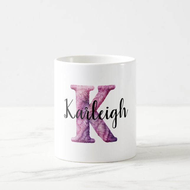 Rosa Lila Mysiga Bokstaven K Namn  Kaffemugg (Center)