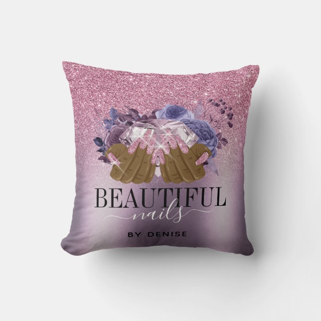 ROSA lila nagelsalonist, nagel tekniker Kudde (Framsida)