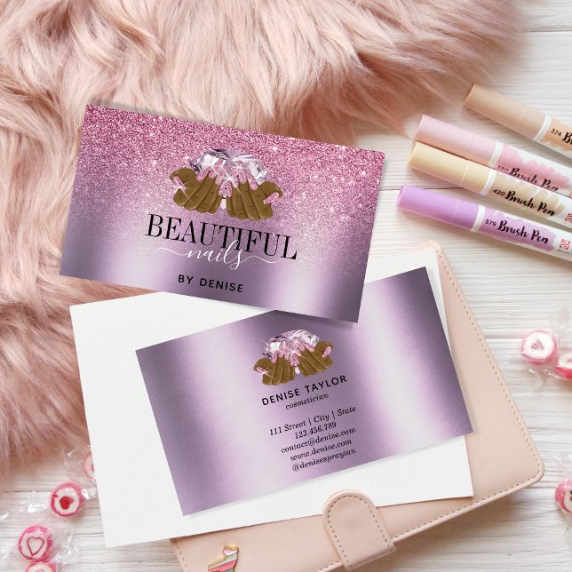 ROSA lila nagelsalonist, nagel tekniker Visitkort (Skapare uppladdad)