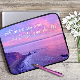 Rosa Lila Ocean Sunset Photo Inspirational Quote Laptop Fodral