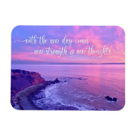 Rosa Lila Ocean Sunset Photo Inspirational Quote Magnet