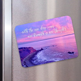 Rosa Lila Ocean Sunset Photo Inspirational Quote Magnet