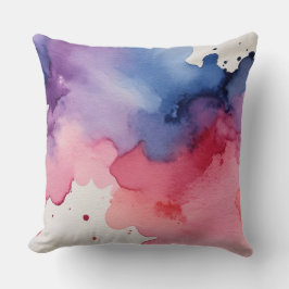 Rosa lila och abstrakt med blå vattenfärg kudde