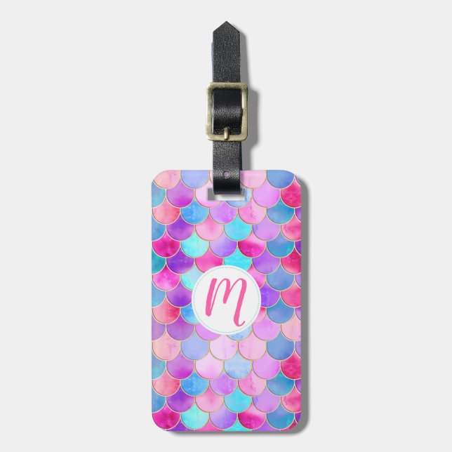 Rosa, Lila och akvatiska Sjöjungfrun  Mönster Bagagebricka (Vertikal Framsida)