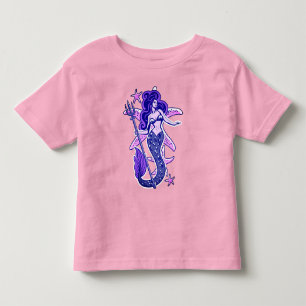 Rosa lila och blå retro pinup-siren t shirt