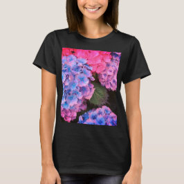 Rosa, lila och blåa blommor t shirt