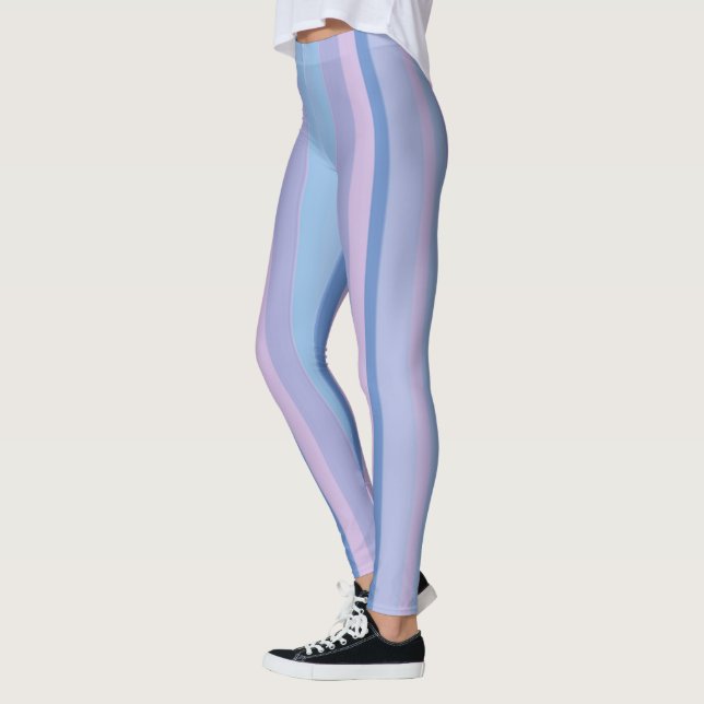 Rosa lila och blåa ränder leggings (Vänster)