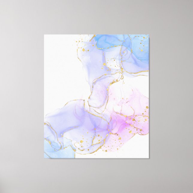 Rosa, Lila och blåalkohol Bläck Canvastryck (Framsida)