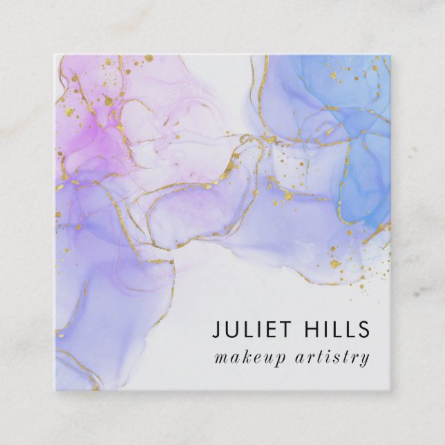 Rosa, Lila och blåalkohol Bläck Fyrkantigt Visitkort (Framsida)