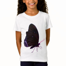 Rosa, Lila och Black Girls Butterfly T-Shirt
