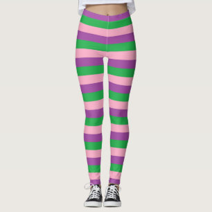 Rosa-, lila- och gröntrandar leggings