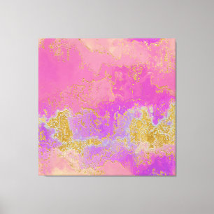 Rosa, Lila och Guld Abstrakt Canvastryck