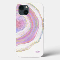 Rosa Lila och Guld Marble Geode med Monogram