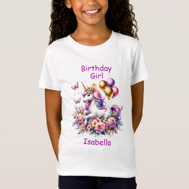 Rosa, Lila och Guld Unicorn T Shirt (Framsida)