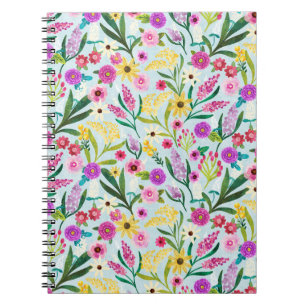 Rosa Lila och Gult Sommarblommor Anteckningsbok