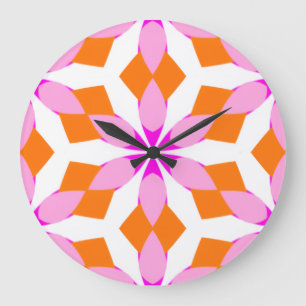 Rosa lila och orange blomstergeometrisk stor klocka