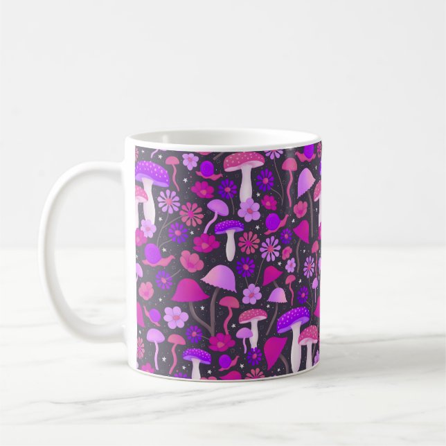 Rosa, Lila och svart på olika vallmosvampar Kaffemugg (Vänster)