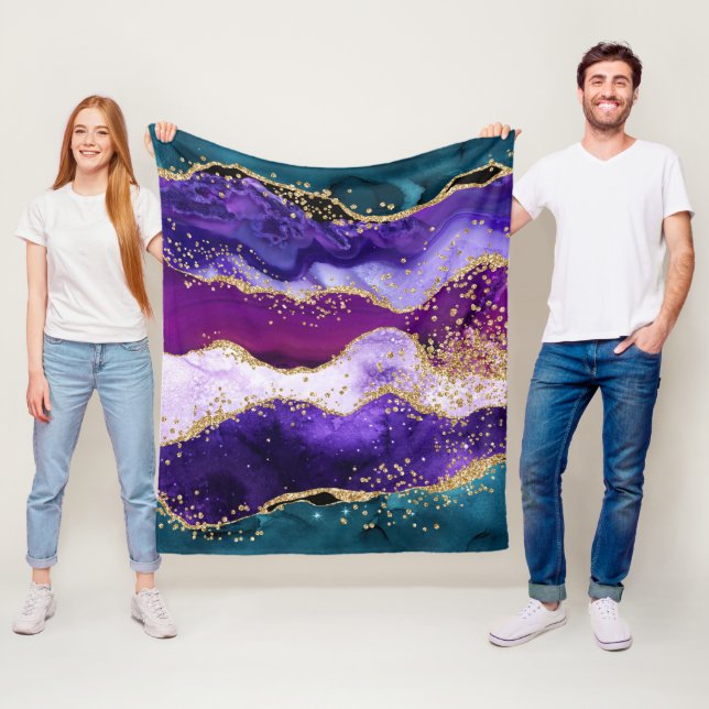 Rosa, lila och teal glitter Pärlagat Fleecefilt (På plats)