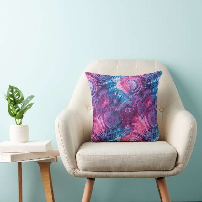 Rosa lila och teal Tie Dye Kalejdoskop Kudde (Stol)