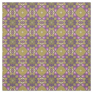 Rosa Lila Ochre Oliv grönt Aztec Mosaic Mönster Tyg