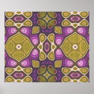 Rosa Lila Ochre Oliv grönt Hip Ornate Art Motif Poster