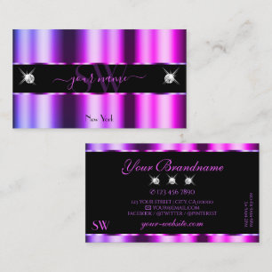 Rosa Lila Ombre on Black Gnistra Jewels Monogram Visitkort