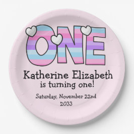 Rosa Lila Ombre Rand Hearts First Birthday