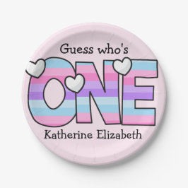 Rosa Lila Ombre Rand Hearts First Birthday