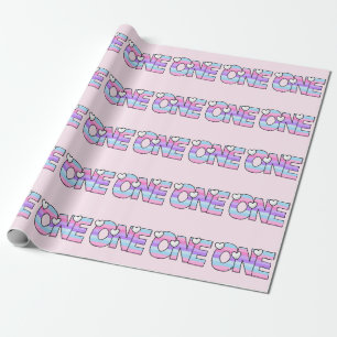 Rosa Lila Ombre Rand Hearts First Birthday Presentpapper
