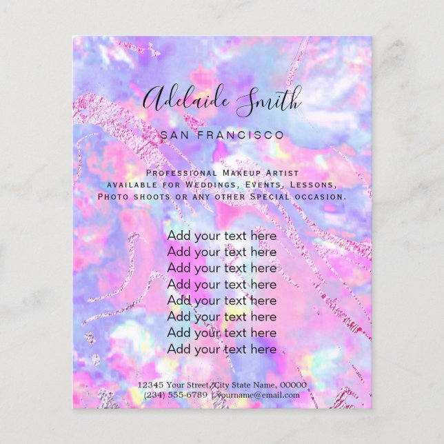 rosa lila opal stone FAUX-holograf Flyer (Framsidan)