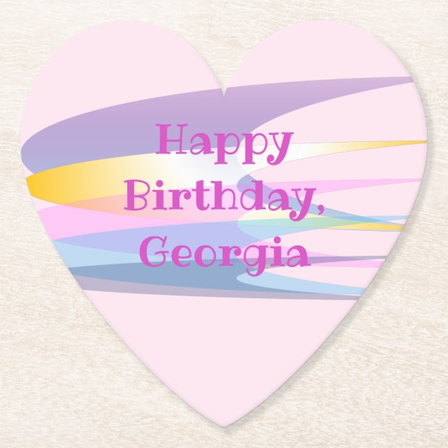 Rosa Lila Papper födelsedag Underlägg (Framsida)