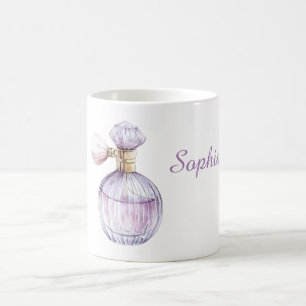 Rosa lila parfymflaska kaffemugg