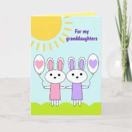Rosa Lila Påskhare för mina moraldöttrar Helgkort
